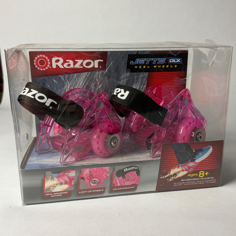 Razor Jetts DLX Heel Wheels Pink Adjustable Light-Up Sparking Skates Ages 8+ NEW